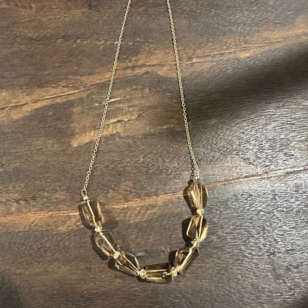 Whiskey Quartz on 14k Gold Fill Chain.